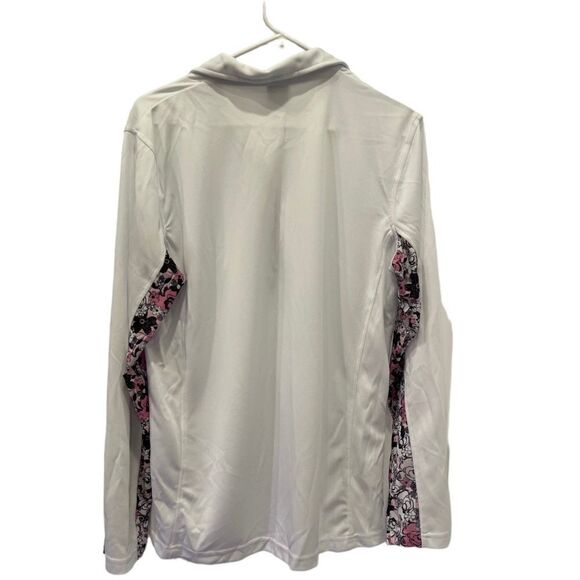Daily Sports White Long Sleeve Floral Mesh Collard Top.SizeXL - Picture 2 of 11